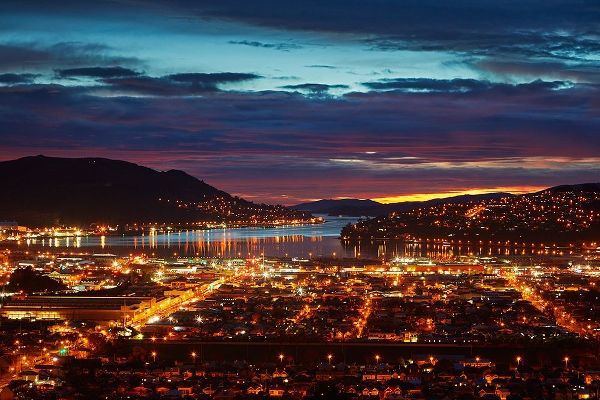 City lights-South Dunedin and Otago Harbor-Dunedin